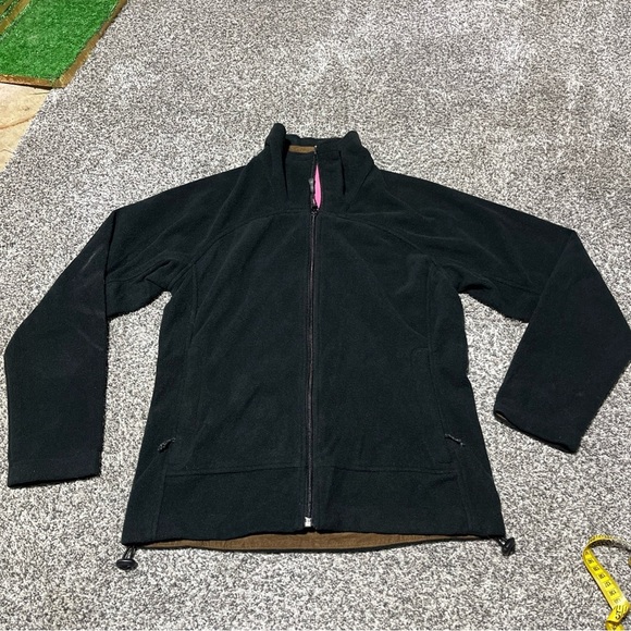 snozu womens S black full zip fleece Exterior Jacket See Note For Flaw - Picture 1 of 9